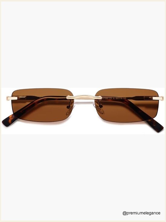 Trendy Small Square Sunglasses Retro Rimless Narrow Shades UVA/UVB Protection main image 7
